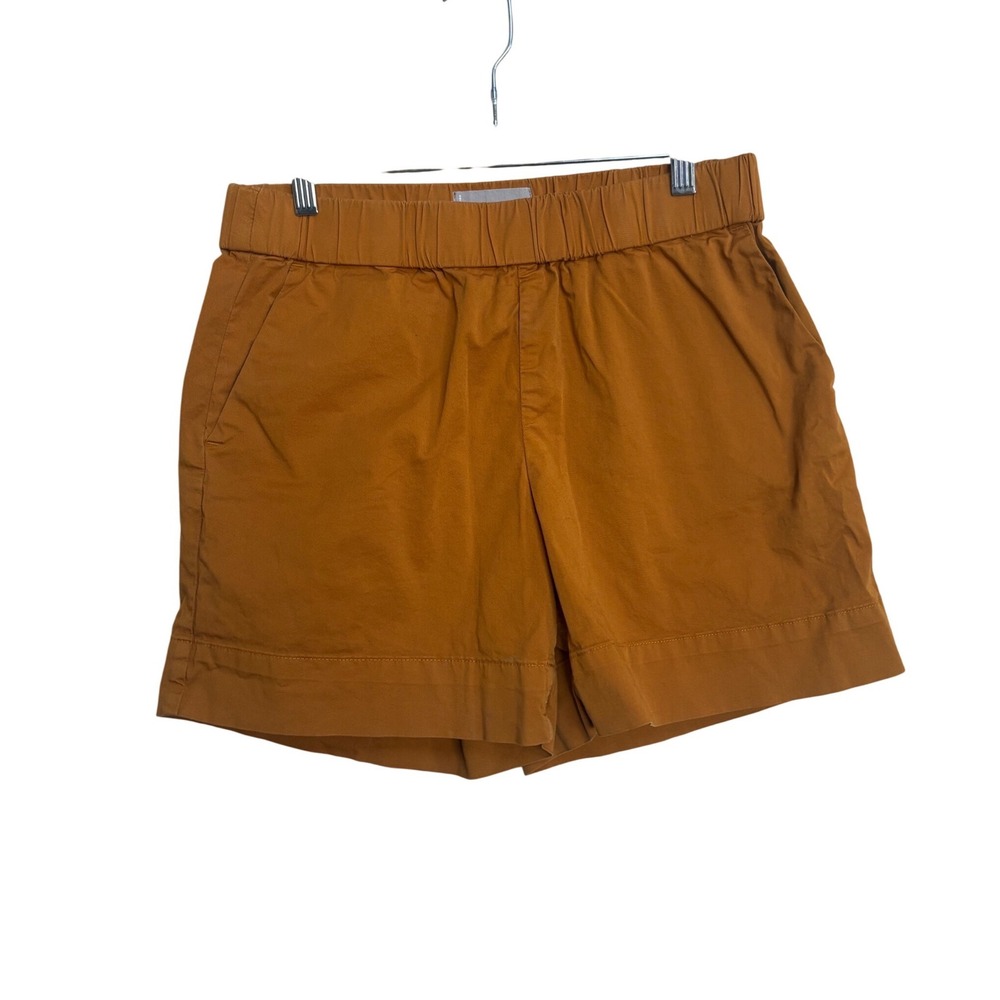 Everlane The Easy Chino Short Ochre Brown High Rise Elastic Waist Size 10